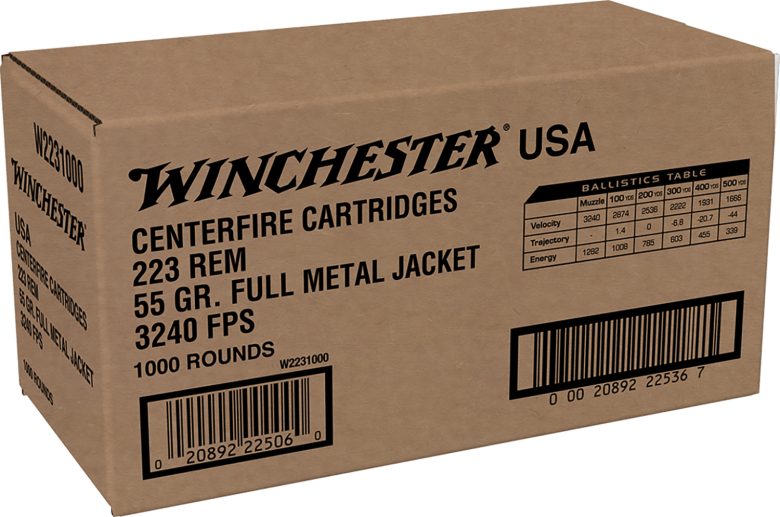 Winchester USA .223 Rem 55gr FMJ 1000rd Bulk Pack