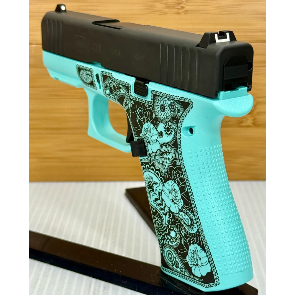 Glock 43X Robin's Egg Glocks & Roses 9mm – Compact Concealed Carry Pistol