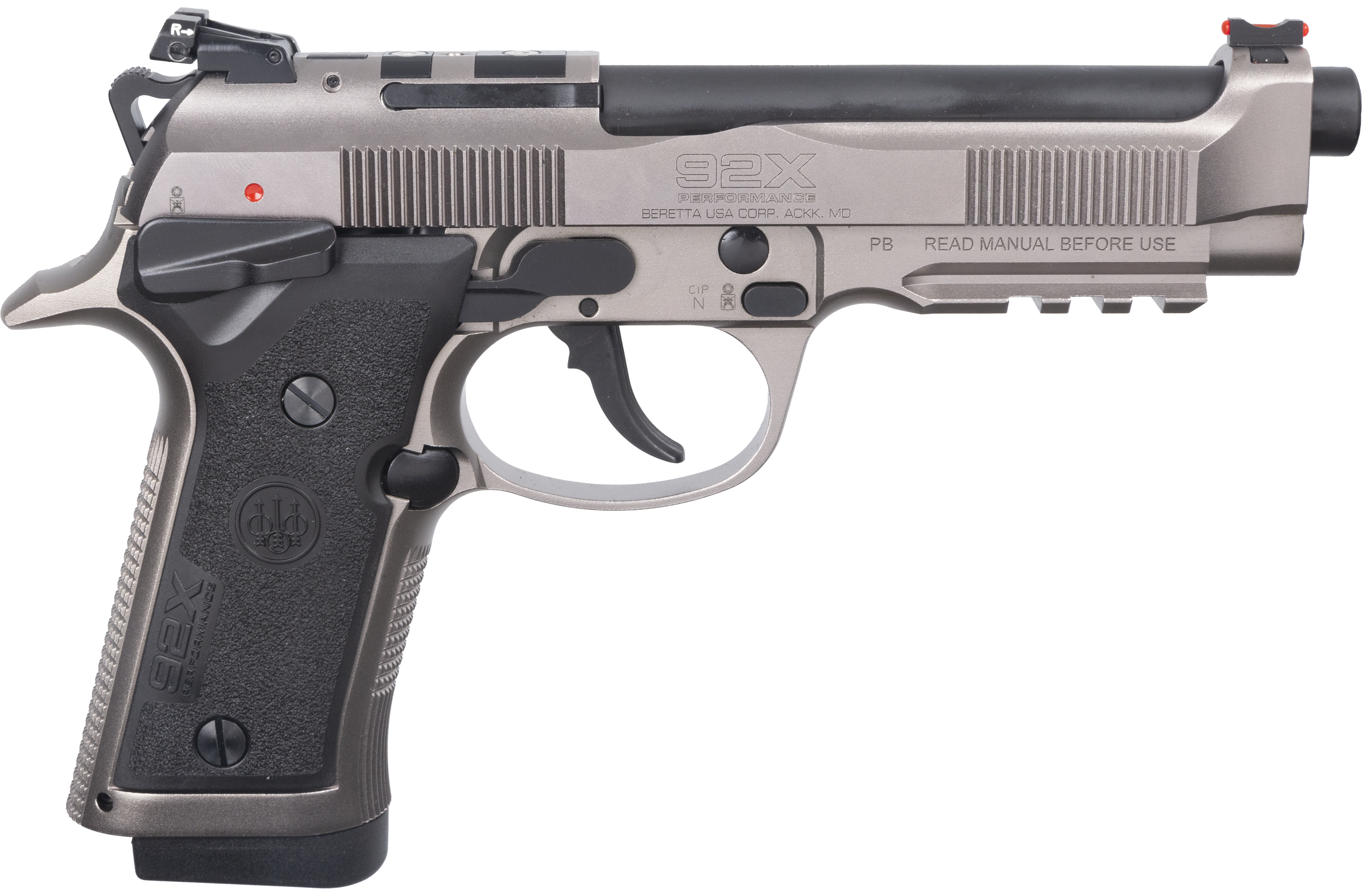 Beretta USA J92XPCO21 92X PCO Full Size Frame 9mm Luger 15+1 4.90" Black Barrel, Gray Nistan Optic Ready/Serrated Steel Slide & Frame w/Beavertail & Picatinny Rail