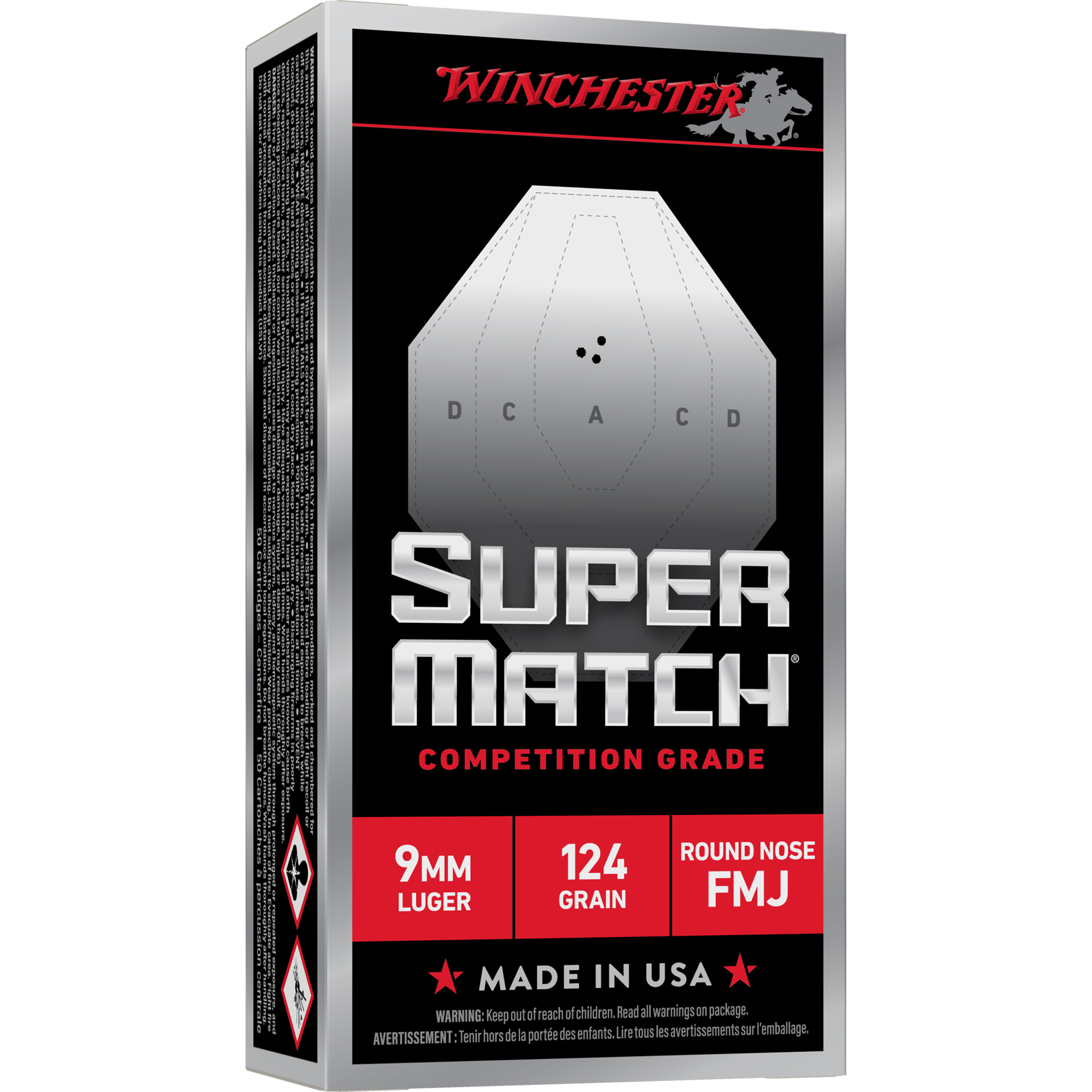Winchester Super Match 124 Grain 9mm Ammunition