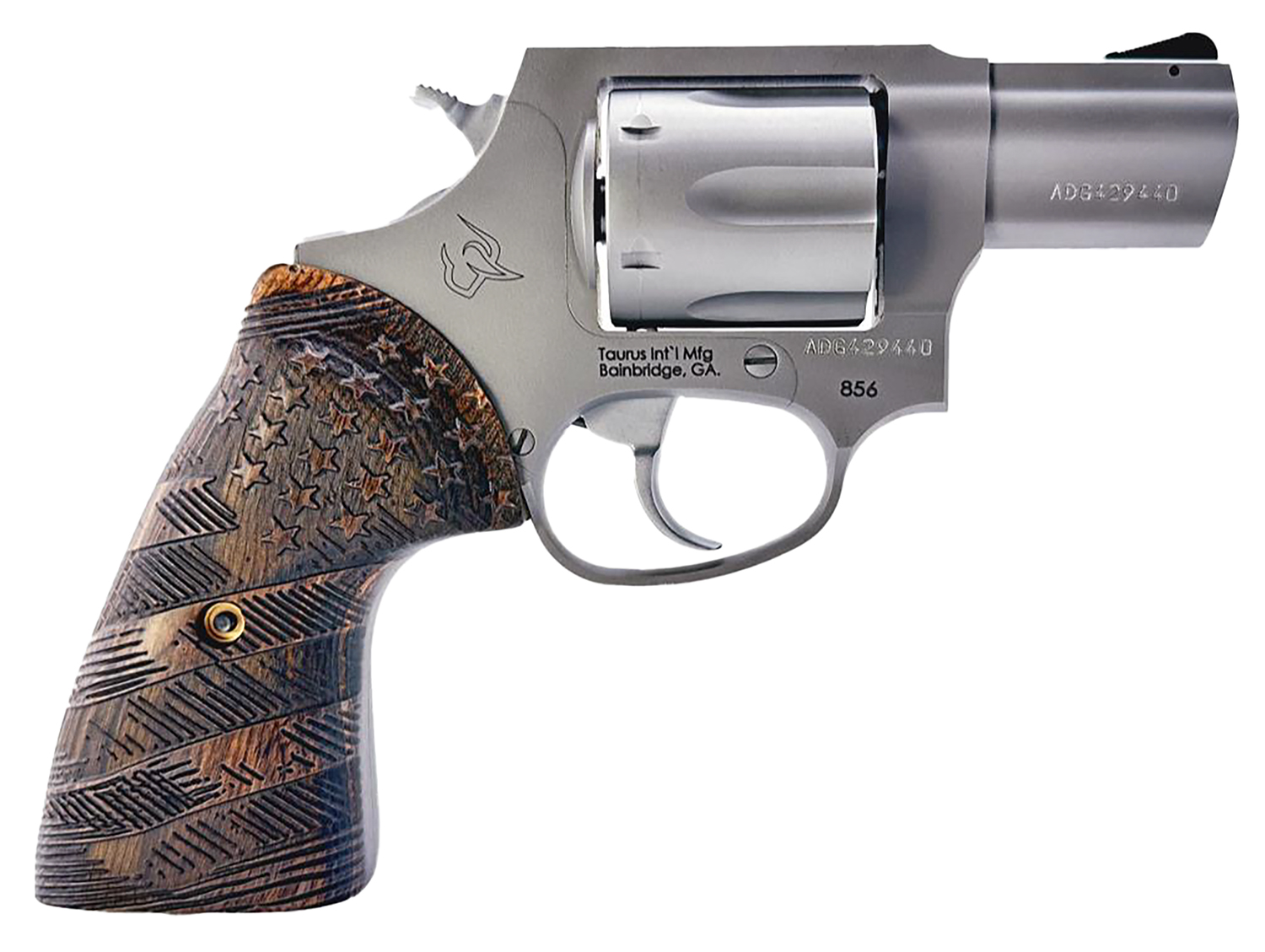 Taurus 856 Small 6-Shot 2" Matte SS Wood Grip Stars