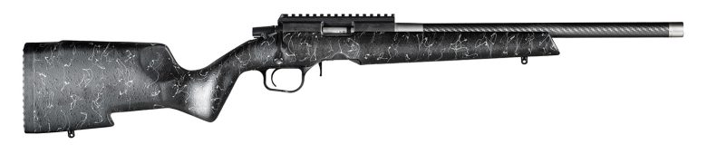 Christensen Arms 8011201400 Ranger Full Size 17 HMR 9+1, 18" Black Carbon Fiber Threaded Barrel, Black Anodized Aluminum Receiver, Black w/Gray Webbing Fixed w/Aluminum Pillars Stock