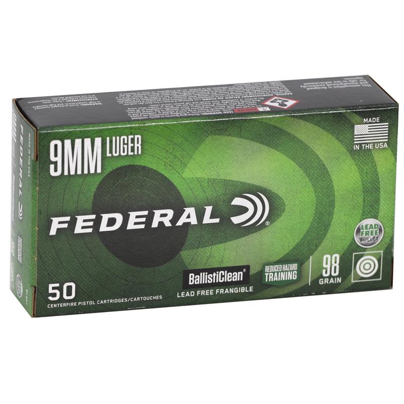 Federal BallistiClean 9mm 98gr LF Frangible 50rd Ammo
