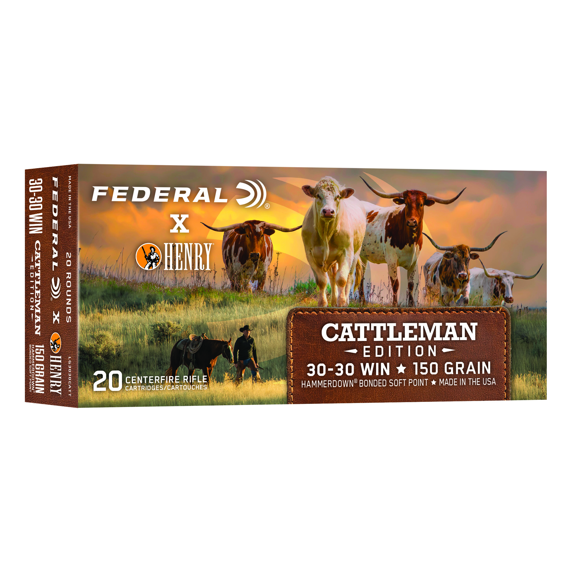 Federal Hammerdown Henry Cattlemens Edition .30-30 Winchester 150 Grain Soft Point 20 Round Box