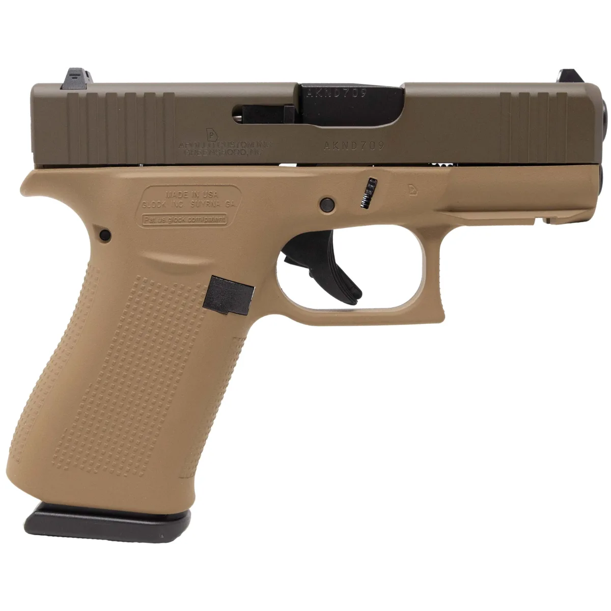 Glock 43X 9mm Davidson’s Dark Earth Frame Patriot Brown Slide 10rd
