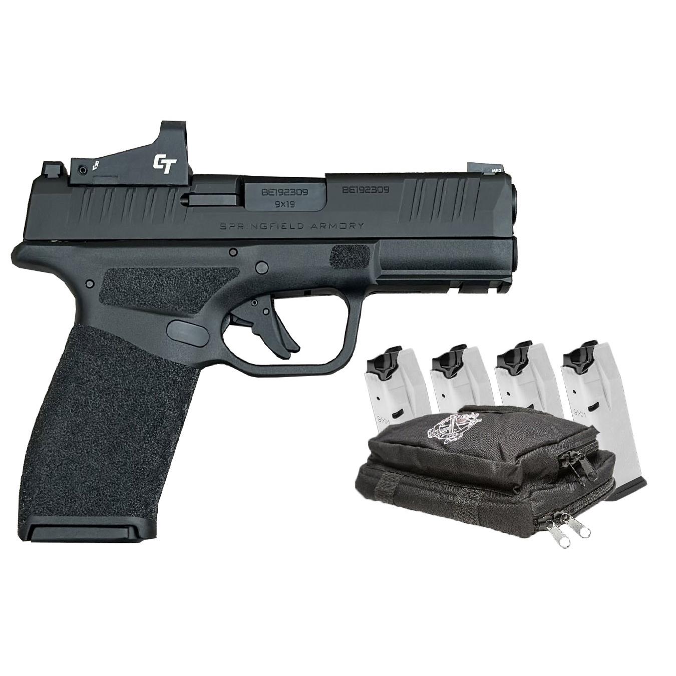 Springfield Hellcat Pro Bundle w/CT-1500 Red Dot 9mm Luger 15rd magazines(5) 3.7" Barrel Range Bag