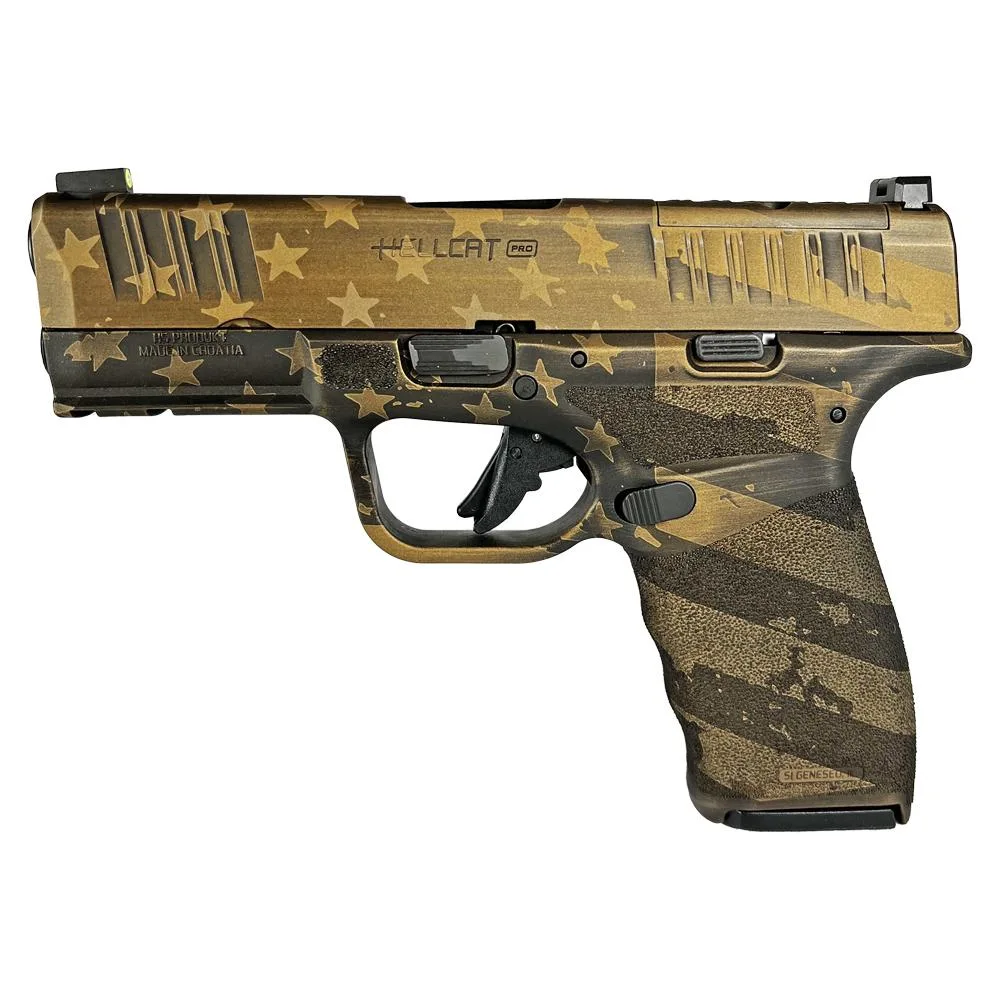 Springfield Hellcat Pro 9mm Distressed Flag Bronze 3.7" 15+1 OSP