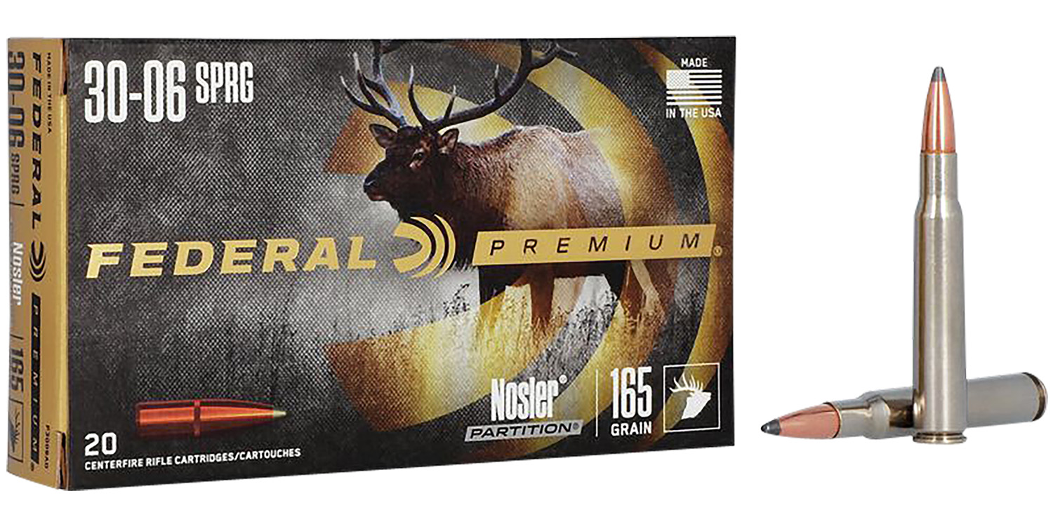Federal P3006AD Premium 30-06Springfield 165gr Nosler Partition 20 Per Box/10 Case