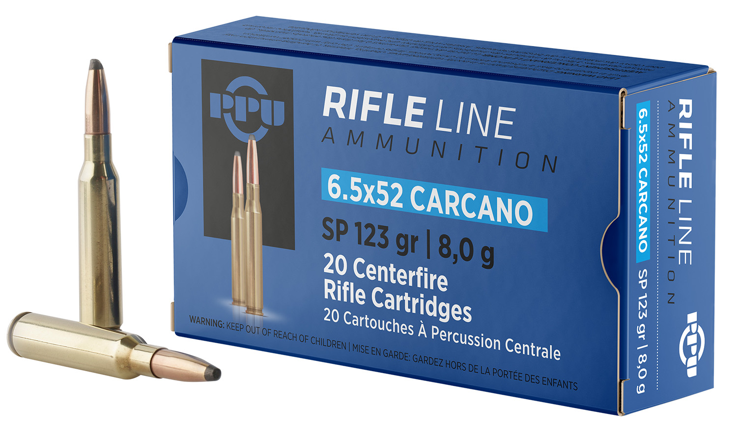 PPU Metric Rifle 6.5x52mm Carcano 123gr SP 20 Rd
