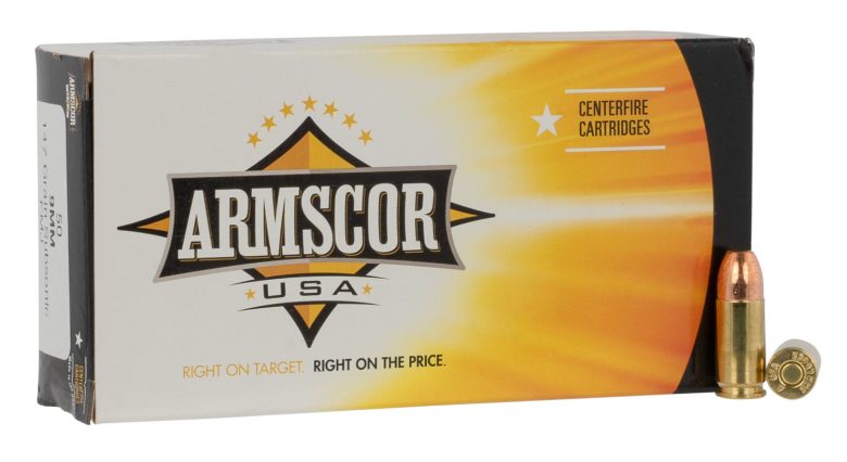 Armscor 9mm Brass 147Gr FMJ 50 Rounds Ammunition
