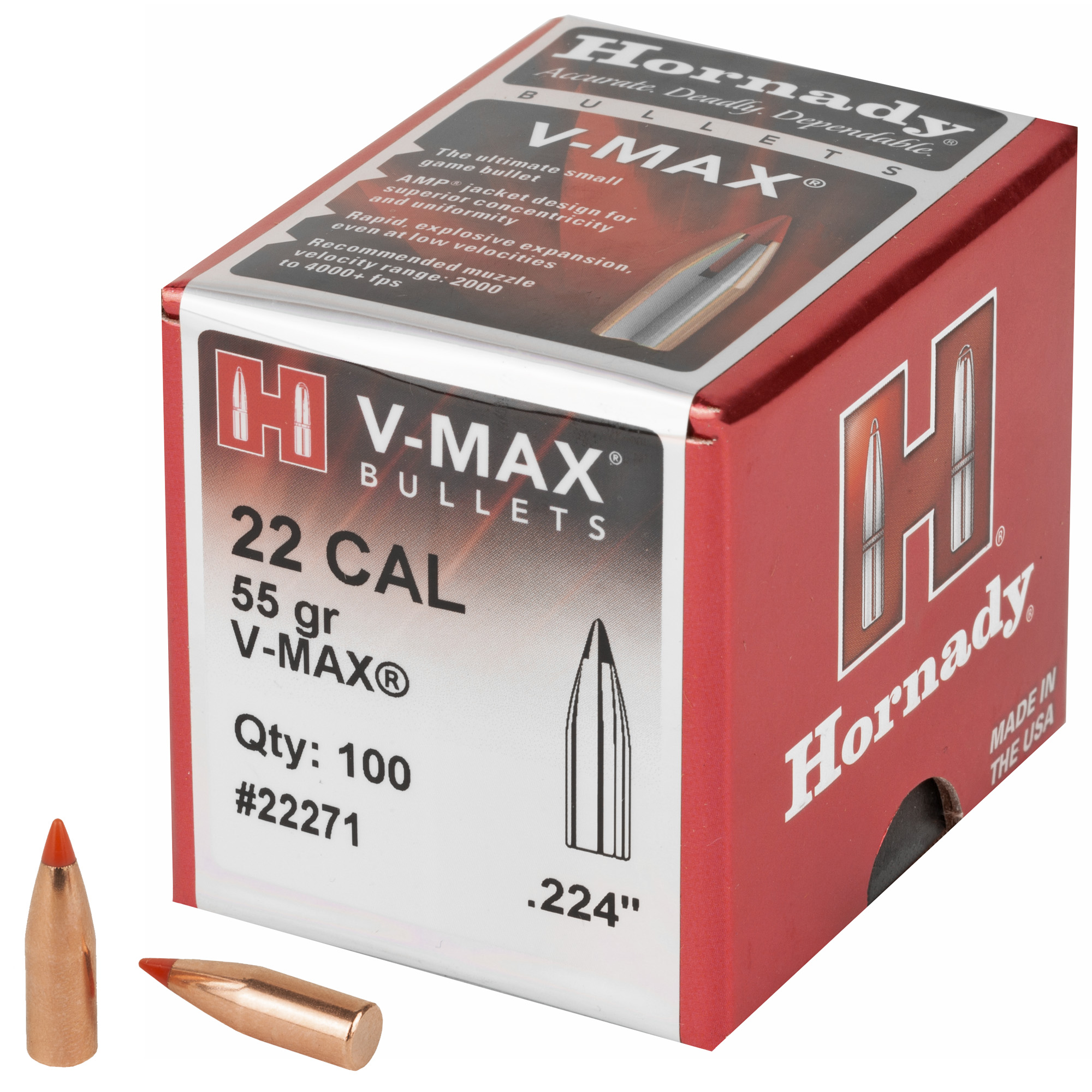 Hornady V-Max 55 Grain .224 Caliber Ballistic Tip Bullets - 100 Count - image 2 of 5