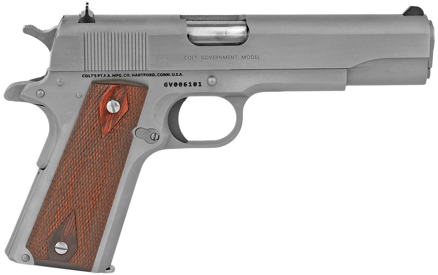 Colt 1911 Government 38 Super 9+1 5" Stainless Rosewood Grips Pistol