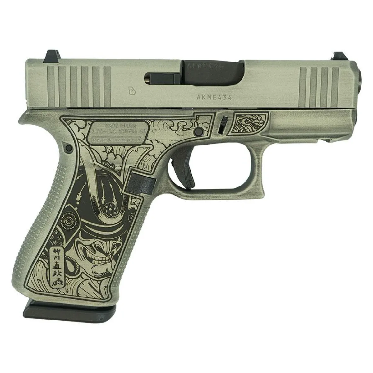 Glock 43X Custom Bushido Mask 9mm 10+1 Sand Finish USA Made Handgun