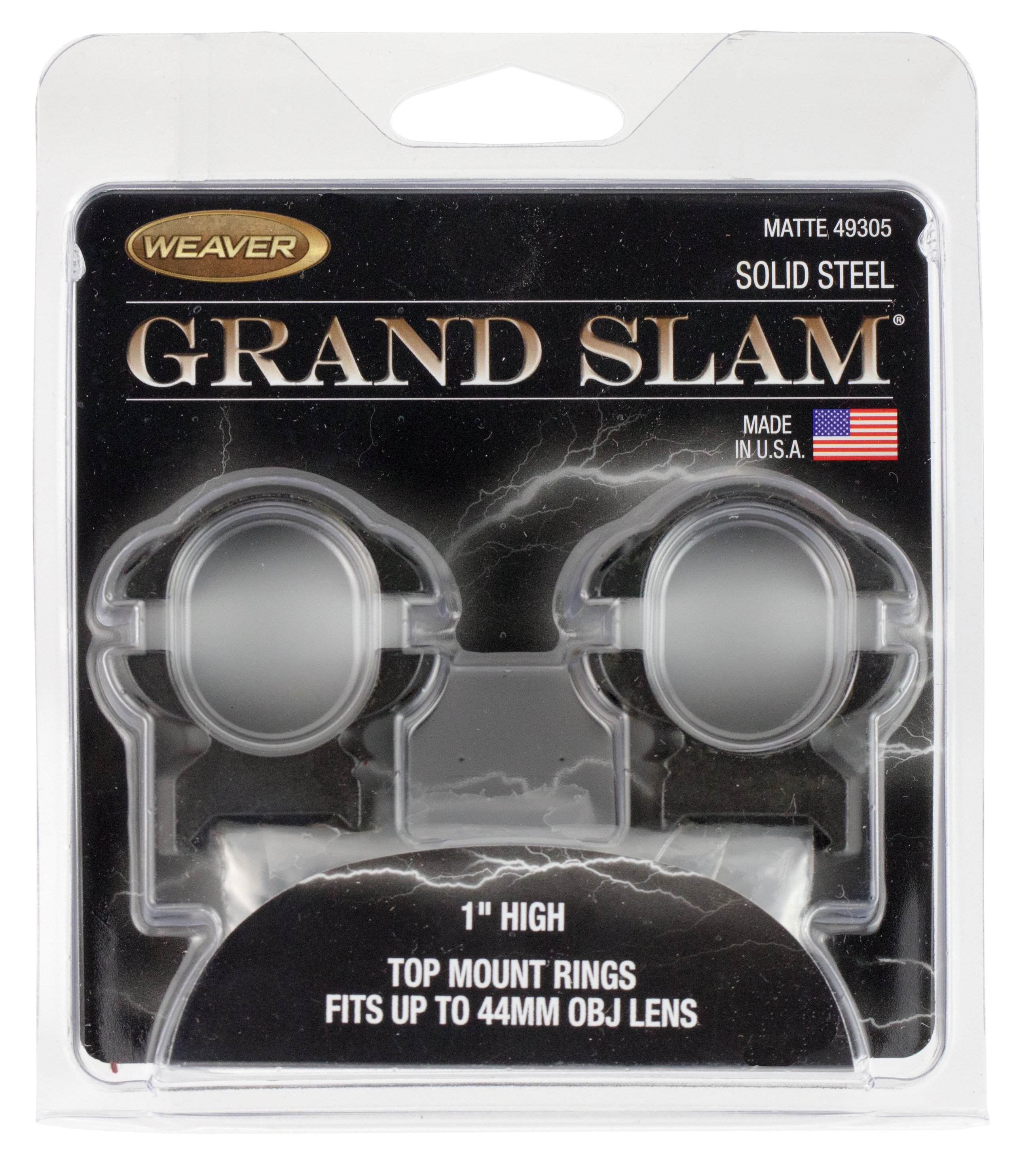 Weaver Grand Slam 1" High Lever-Lok Top Mount Scope Ring Set, Matte Black - image 4 of 5