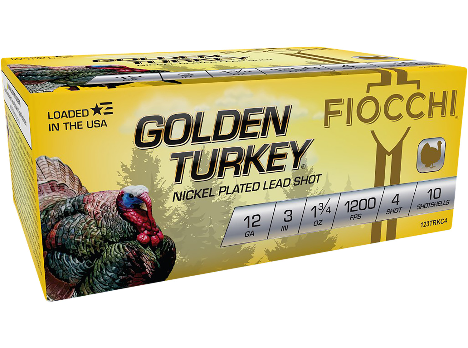Fiocchi 123TRKC4 Golden Turkey 12Gauge 3" 1 3/4oz 4Shot 10 Per Box/10 Case